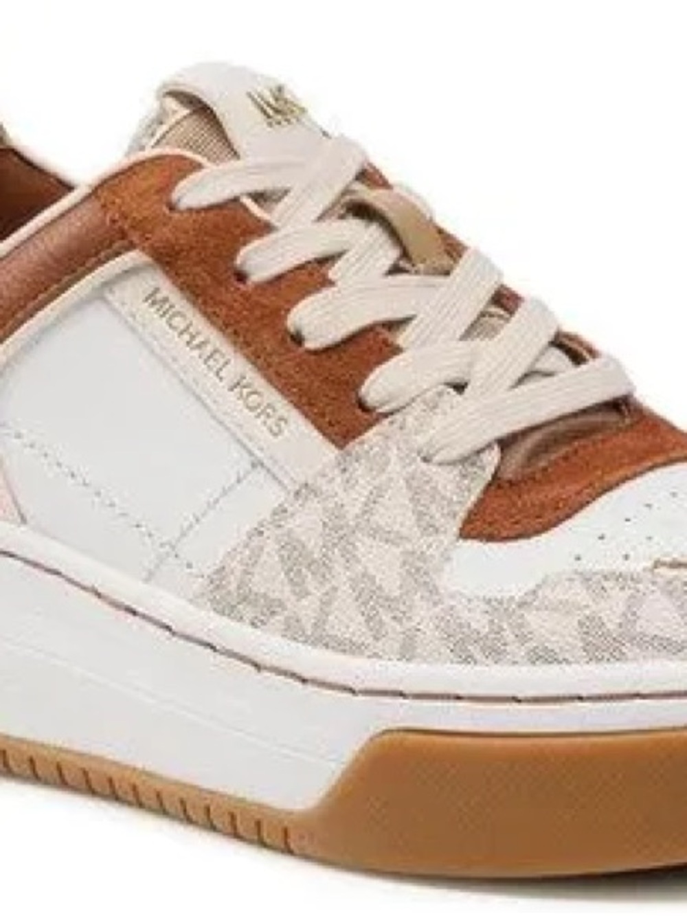 Michael Kors White, Tan & Brown Logo-Print Platform Sneakers - Picture 3 of 4